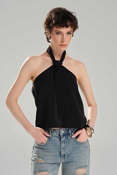 tw3 Γυναικεία μπλούζα με λεπτομέρεια με γραβάτα και ανοιχτή πλάτη