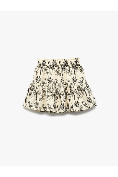 Koton Layered Patterned Cotton Skirt with Elastic Waist