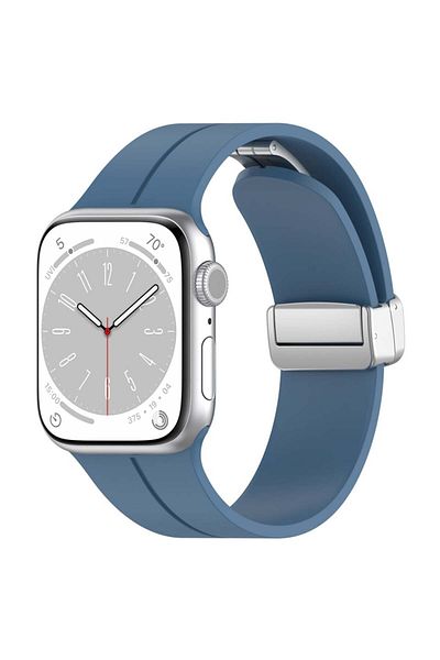 SKYDDAR INNOVATION Curea din silicon pentru Apple Watch 1/2/3/4/5/6/7/8/9/SE/SE 2/Ultra/Ultra 2 (42/44/45/49mm), W011 - Albastră