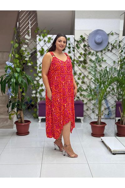 Punta Otantik Hln14022 Viscose Helin Dress with Shoulder Ring Strap