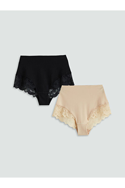 LC Waikiki Pink High Waist Lace Detailed Panties Corset 2-Piece