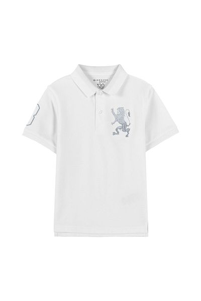 Giordano Kids' Lion Polo: 3D Embroidery, Comfort Piqué, Classic Style