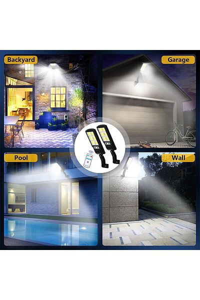 divendi-ro Set 4 x LED solar street lights, 6 dials, motion sensor, IP65, black
