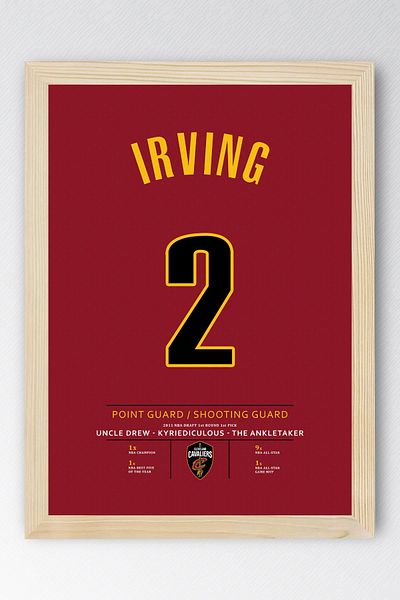 Saturn Kyrie Irving Jersey Framed Painting - Nba Cleveland Cavaliers Jersey