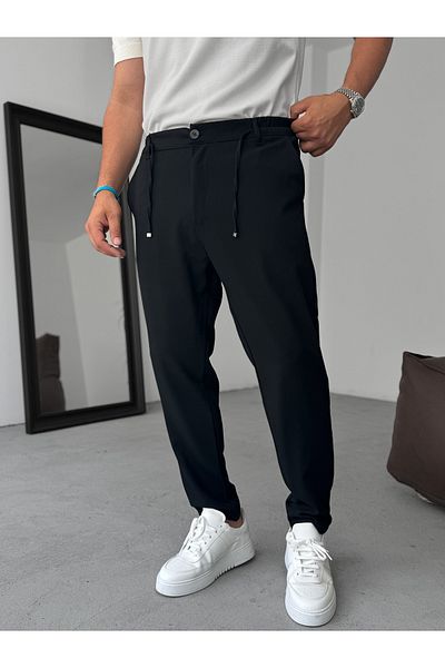 BYBASICMAN Black Relaxed Fit Fabric Trousers Ke-1046
