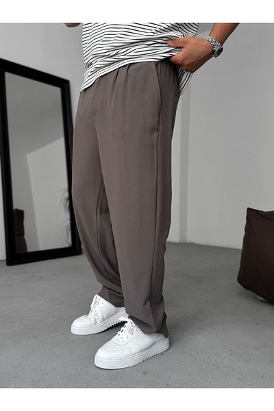 BYBASICMAN Light Brown Loose Fit Fabric Trousers Ke-Df