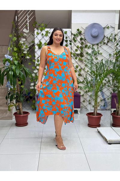 Punta Otantik Hln14019 Viscose Helin Dress with Shoulder Ring Strap