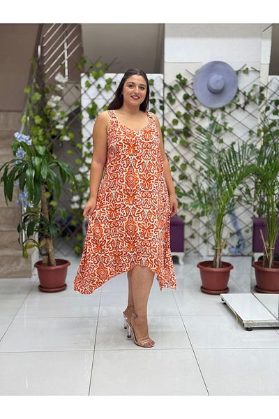 Punta Otantik Hln14030 Viscose Helin Dress with Ring Strap on the Shoulder