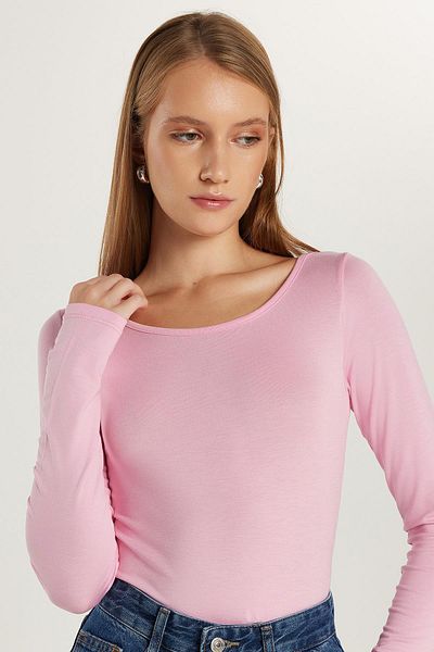 Tudors Bluză de damă, slim fit, cu mânecă lungă, din viscoză, roz