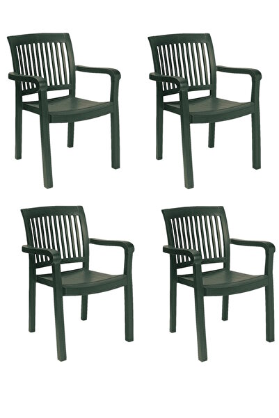 Papatya Mistral Koltuk 4lü Paket Yeşil - Plastik Bahçe Balkon Sandalyesi