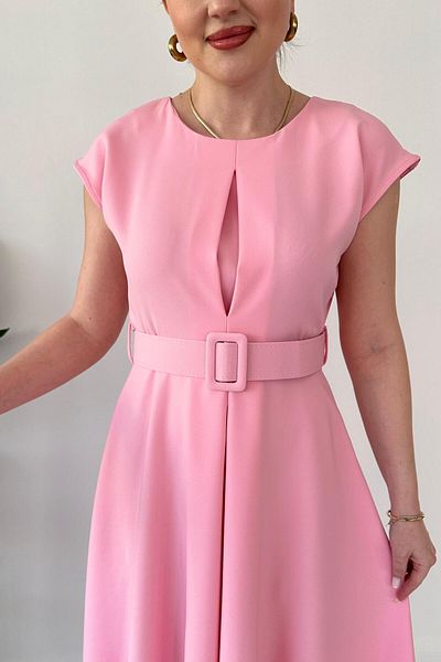 MaziButik Inner Pile Crepe Dress Pink