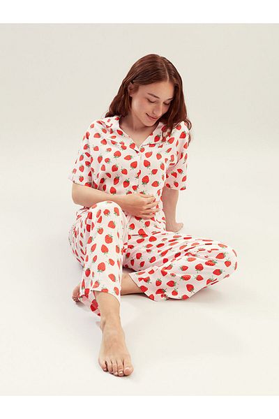 LC Waikiki New Season Petite Shirt Collar Printed Women's Pajama Set - S5Pr23Z8