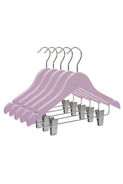 UnicUtil Set 20 Umerase Copii din Lemn de Artar si Clip Metalic, Unic Hangers, Roz