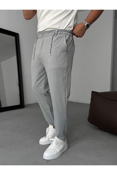 BYBASICMAN Gray Relaxed Fit Fabric Trousers Ke-1046