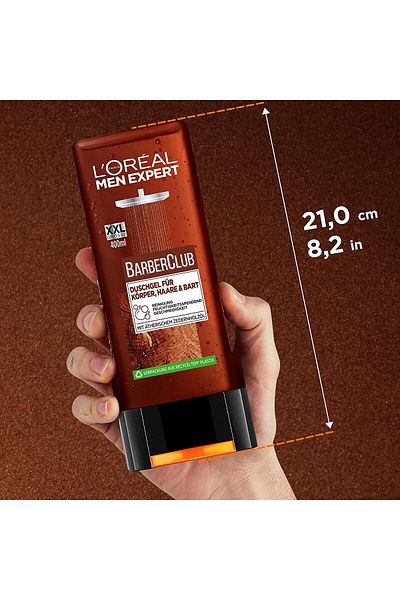 L'Oreal Paris Gel de duș L'Oréal 3 în 1, Men Expert, Barber Club, curățare corp, păr și barbă, 400 ml