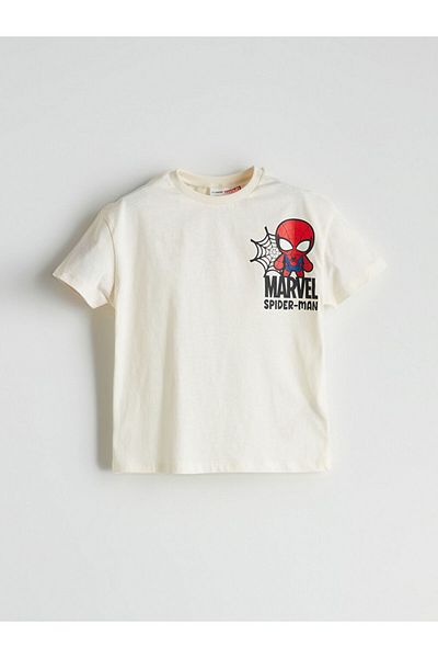 LC Waikiki Beige Spider-Man Printed Boy's T-Shirt