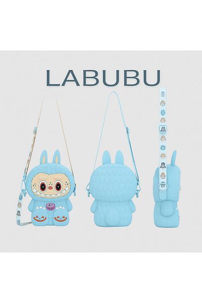 Generic Labubu Silicone Shoulder Sling Bag for Kids Cute Cartoon Crossbody Purse for Girls & Kids Gift Blue