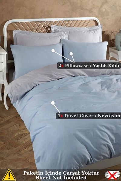 Eponj Home Set cuvertură de pilota pentru adulți dublu solid A.albastru-gri