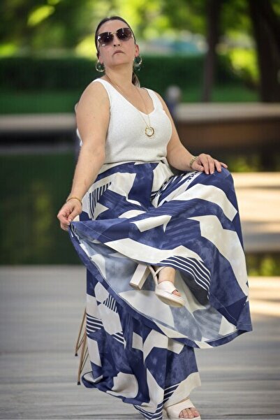 yagmurberen High Waist Elastic Pocketed Asymmetric Leg Summer Cotton Viscose Pants Skirt