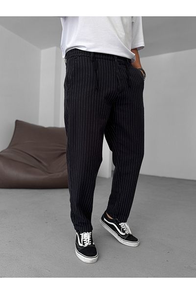 BYBASICMAN Black Striped Trousers Gj-16794