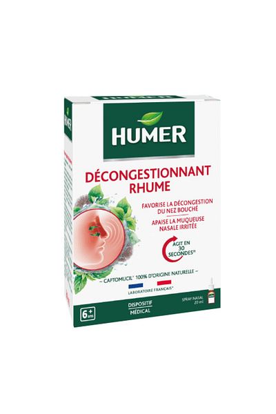 Humer Nasal Spray, Humer, Decongestant, for Nasal Clearing by Mucus Subterranean Effect, 20ml