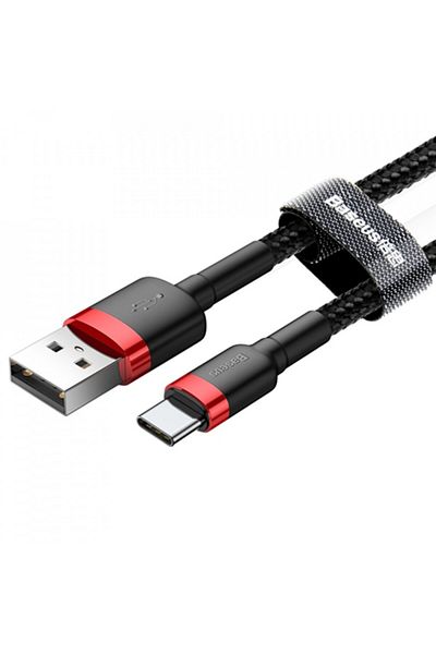 Baseus USB Type-C Data Cable, 3A, 0.5m - (CATKLF-A91) - Black / Red