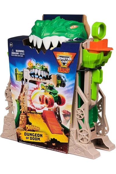 SPIN MASTERR Monster Jam 1:87 Dragon Dungeon of Doom Playset, Mini Jams
