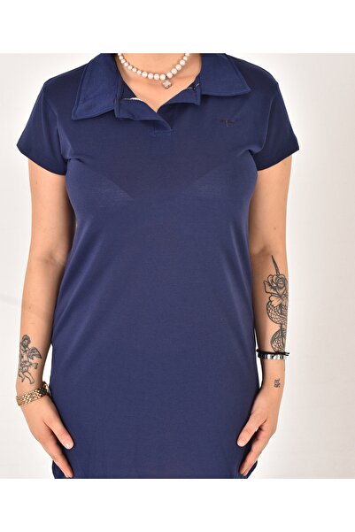 Pollux Γυναικείο κοντό φόρεμα με γιακά πόλο με κοντό μανίκι Oversize