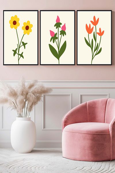 Hagen Wall Painting 3 Piece Painting Frame Look Kitchen Paintings Modern Painting Bohemian Painting Premium Quality