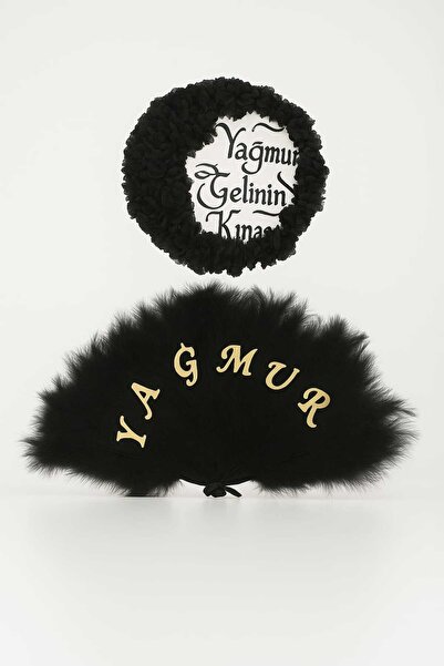 Evsay İsme Özel Kına Yelpazesi Ve Gelin Tefi Seti Otrişli Deri Tef Vurmalı Çalgı Def 30cm