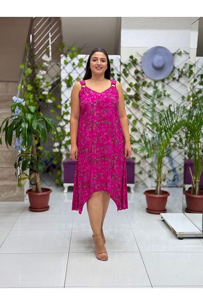 Punta Otantik Hln14004 Viscose Helin Dress with Shoulder Ring Strap