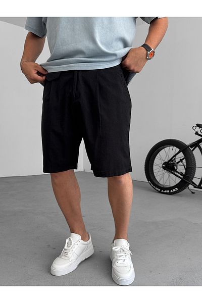 BYBASICMAN Black Striped Pocket Detailed Shorts Yp-5018