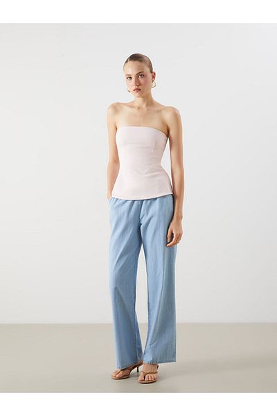 LC Waikiki Jeans Indigo Waist Elastic Wideleg Women's Jean Pants