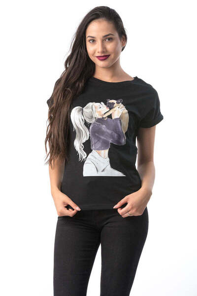 WildFashion Μπλούζα με κοντό μανίκι και τύπωμα προσώπου και σκύλου K301-1