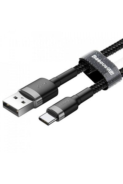 Baseus Cable Usb To Type-c, Fast Charge, 3a, 480mbps, 0.5m - (CATKLF-AG1) - Gray / Black