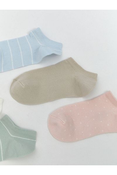 LC Waikiki Blue Striped Women's Sneaker Socks 5-Piece