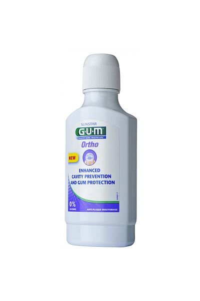 GUM Apă de gură, gumă de mestecat, Ortho, efect, pentru purtătorii de aparat dentar, 300 ml