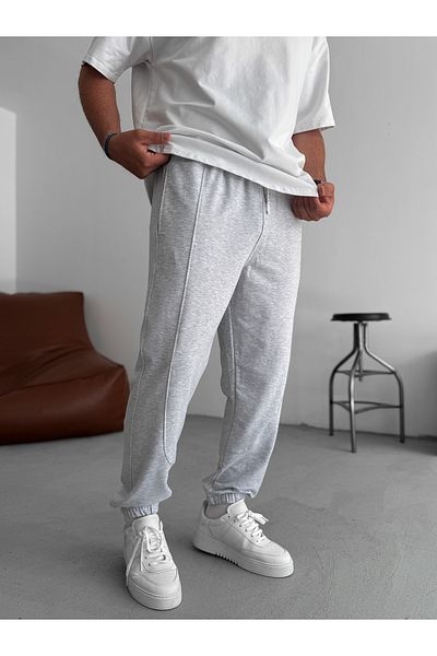 BYBASICMAN Light Gray Elastic Tracksuit with Stitching Detail Ke-7019