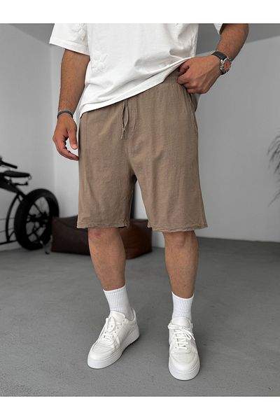 BYBASICMAN Light Brown Basic Cotton Linen Shorts V-24