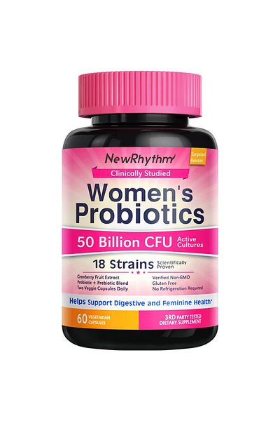 NewRhythm Probiotics for Women, NewRhythm, 50 Billion Live Organisms from 18 Beneficial Strains, 60 capsules