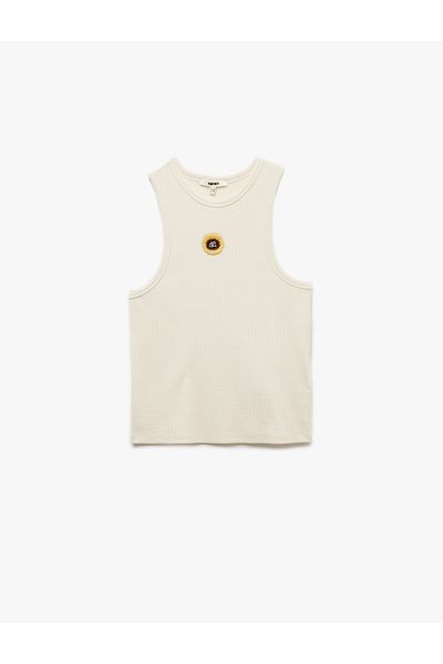 Koton Cotton Slim Fit Crew Neck Sunflower Embroidery Detailed Undershirt
