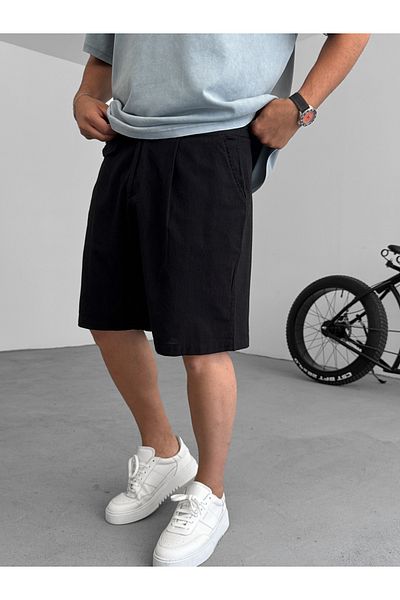 BYBASICMAN Black Striped Pocket Detailed Shorts Yp-5018