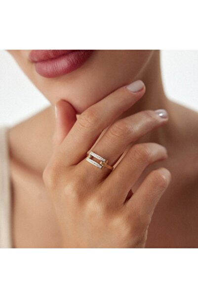 Kartepe Kuyumculuk Kaburga İkili Taşlı Yüzük