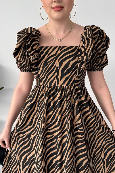 MaziButik Φόρεμα Zebra Poplin Μπεζ