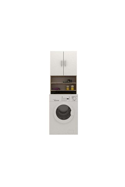 haaus.ro Fyn Washing Machine Cabinet, Sonoma Oak/White, 65 x 27 x 190 cm