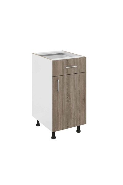 haaus.ro Haaus Karo Base Cabinet, 1 Drawer, 1 Door, Dark Sonoma Oak/White, 40 x 50 x 80 cm