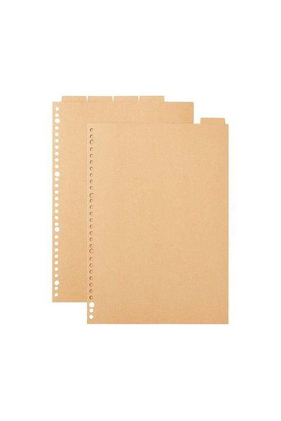 Muji Index Paper Divider, 30 Holes, 5 Mountains, A4, Beige