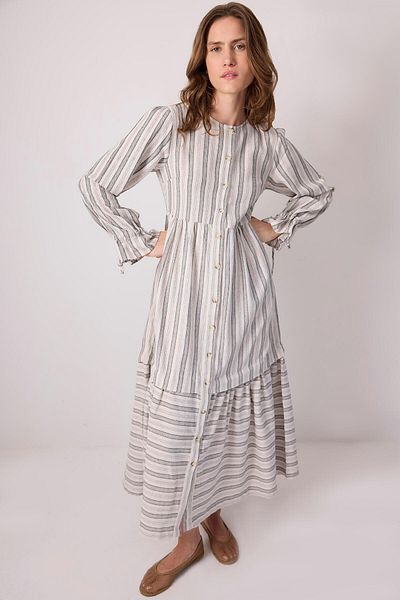 Touché Privé Natural Textured Striped Dress