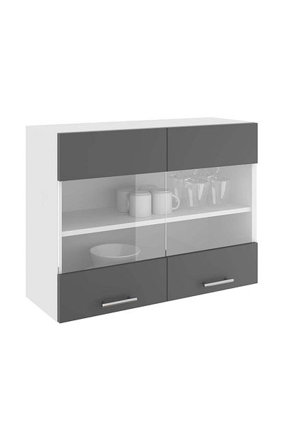 haaus.ro Corp Superior haaus Karo, 2 Usi, cu sticla, Antracit/Alb, 80 x 30 x 60 cm