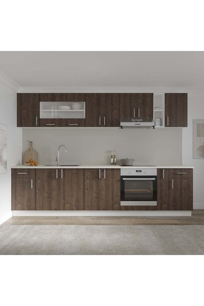 haaus.ro Set Bucatarie Karo V25, Stejar Bronz/Alb, Blat Thermo 28 mm, L 300 cm